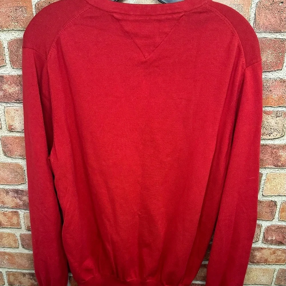 Classic red V-Neck preppy old money quiet luxury Sweater size L - Picture 3 of 9